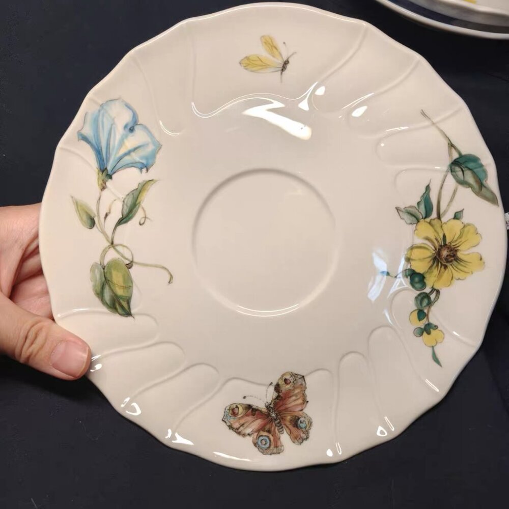 Floral Ceramic Plate Decorative Dinnerware